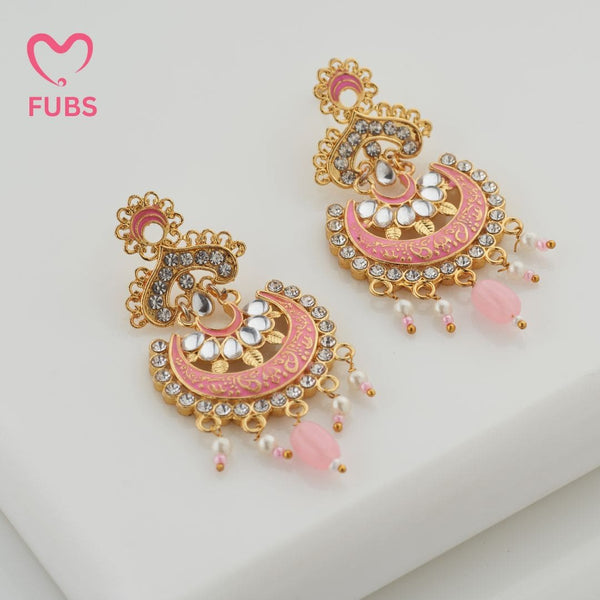 Gorgeous Pink Meenakari Diamond Earring
