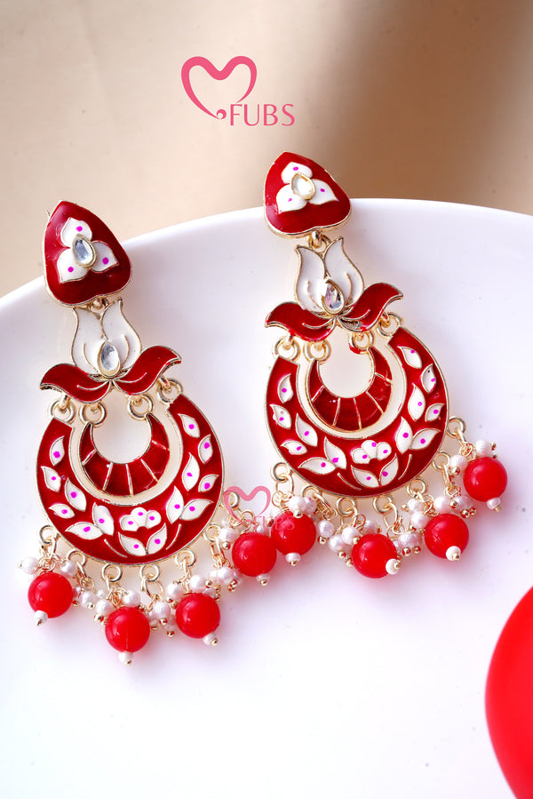 Traditional Lotus Chandbali Earrings