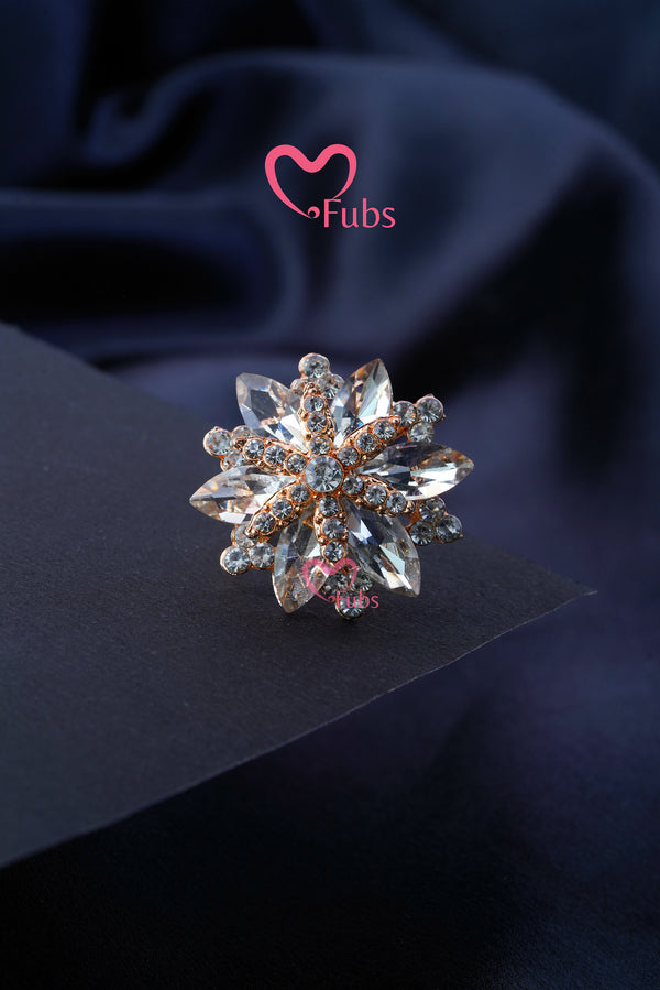 Floral Gemstone Halo Ring