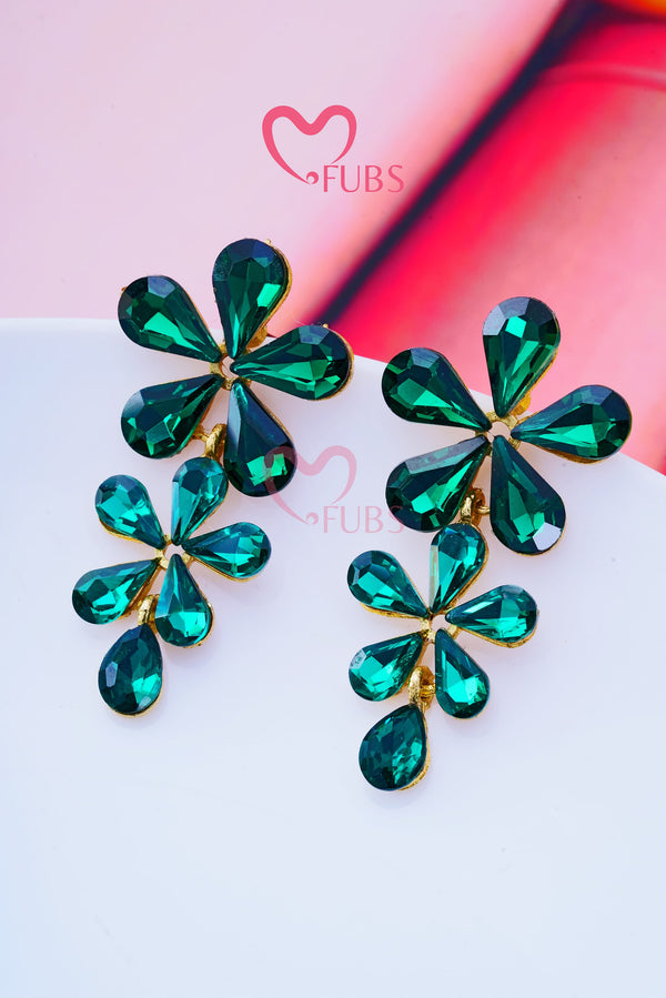 Green Floral Dangles Earrings
