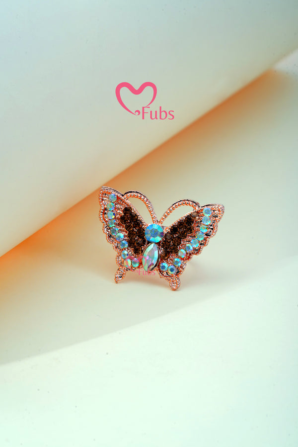 Pretty Gemstone Butterfly Whimsy Ring