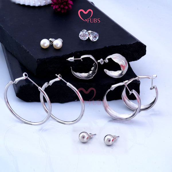 Set of 6 Silver Plated Hoop and Studs