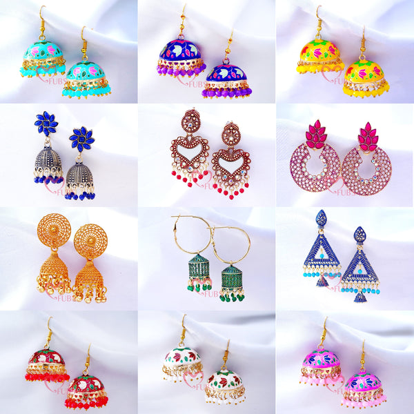Set of 12 Beauty Handcrafted and Colorfull Jhumka