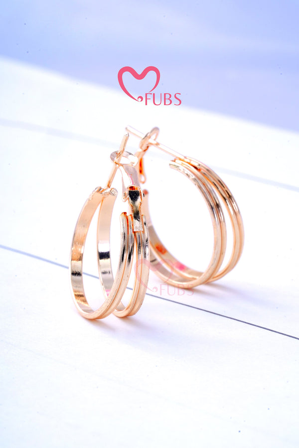 Gold Solid Layered Hoop Earring