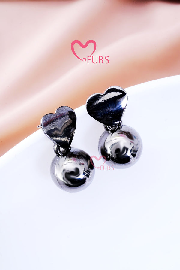 Sterling Metal Heart Pearl Drop Earrings
