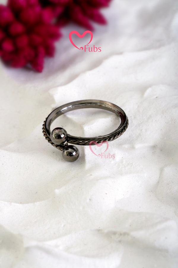 Black Bead Embellished Ring