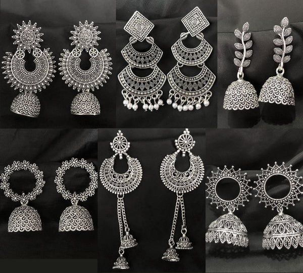 Set of 6 Must-Have Oxidised Jhumkas with 4 FREE Gifts