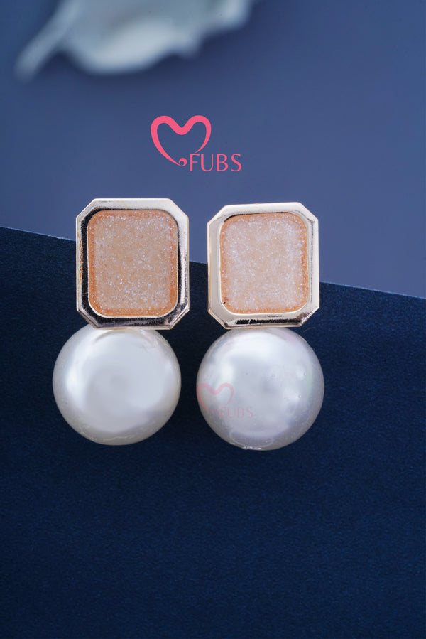 Trendy Elegant White Pearl Drop Earrings