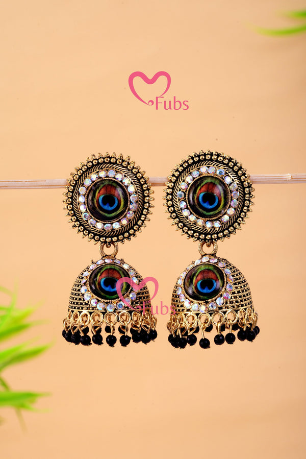 Intricate Feather Cage Jhumka