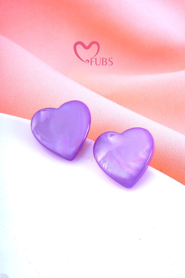 Marble Accent Love Heart Stud Earrings