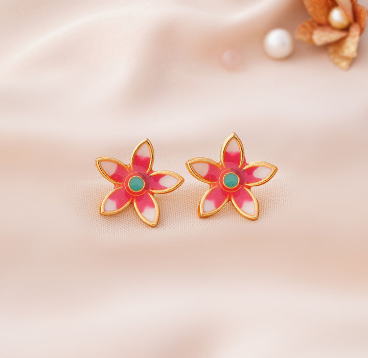 9 Pairs Cute Meenakari Stud Earrings Set with Pouch