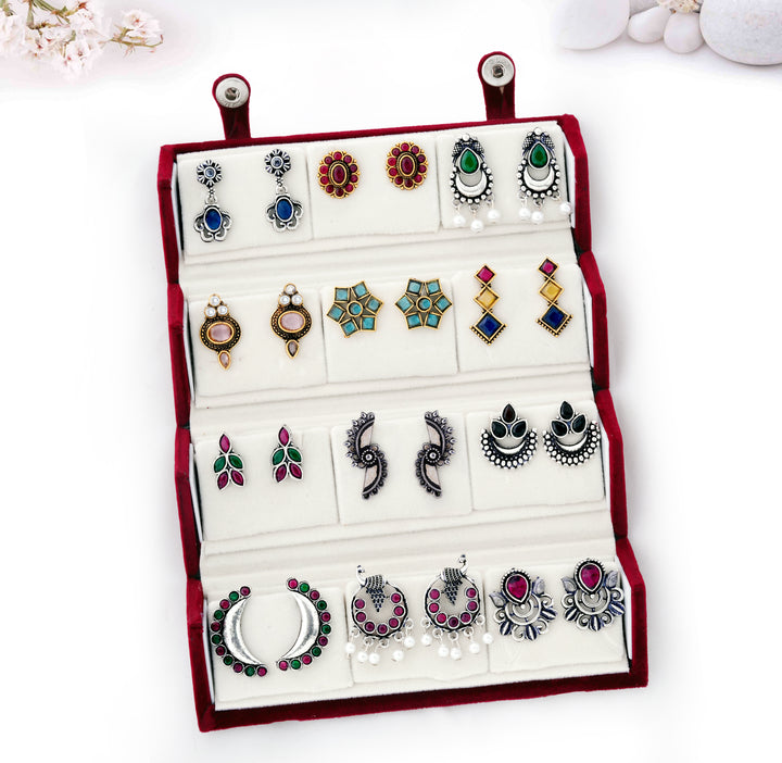Royal Red Jhumka Box of 12 Earrings with Shahi Sandesh Patra