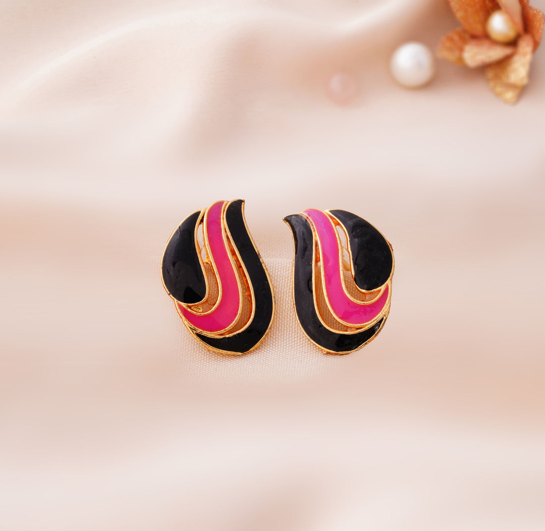 9 Pairs Cute Meenakari Stud Earrings Set with Pouch