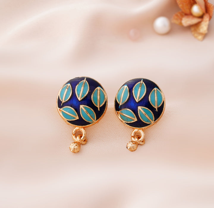 9 Pairs Cute Meenakari Stud Earrings Set with Pouch