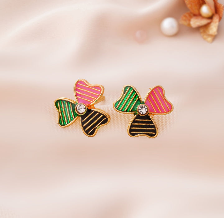 9 Pairs Cute Meenakari Stud Earrings Set with Pouch
