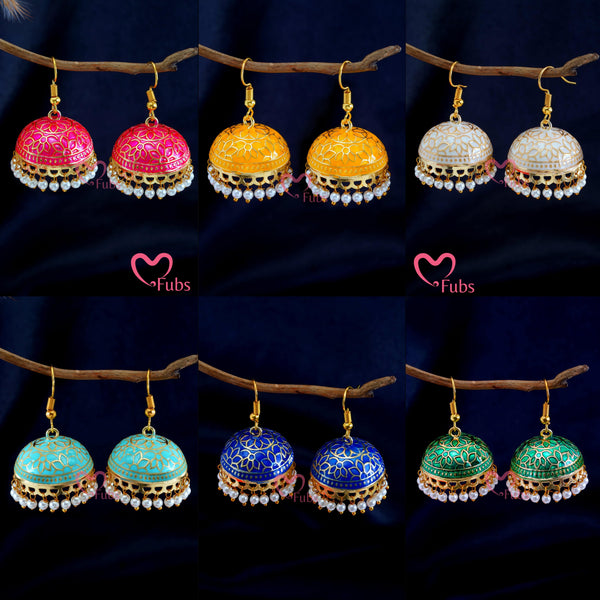 Trending Colorful Fusion Jhumka - Set of 6 Earrings