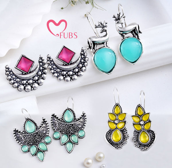 Jaipuri Colorful Set Of 4 Earrings