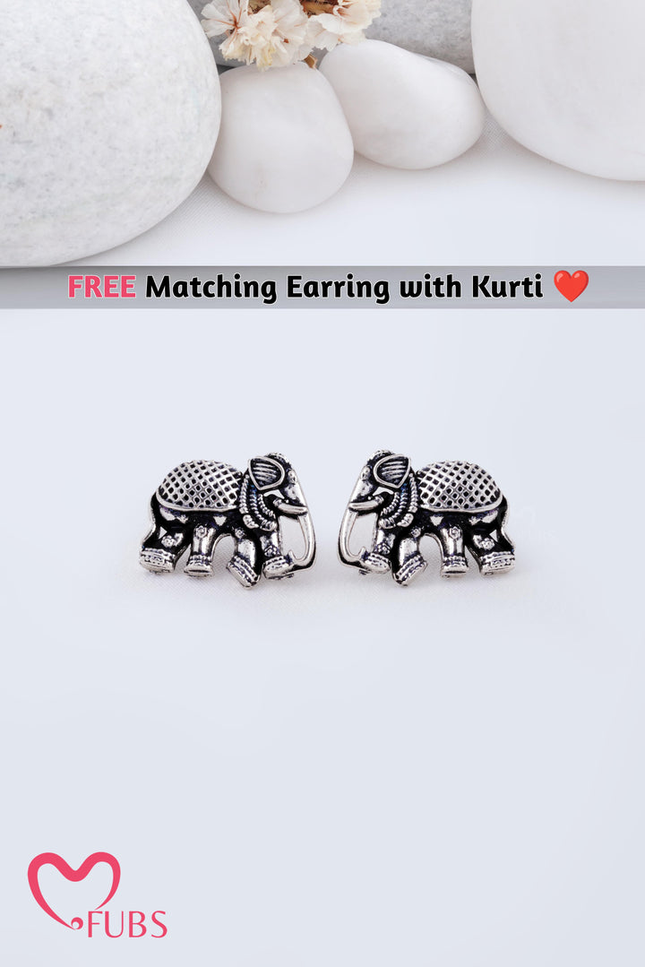 Mint Haathi Crop Shirt with Silver Haathi Studs