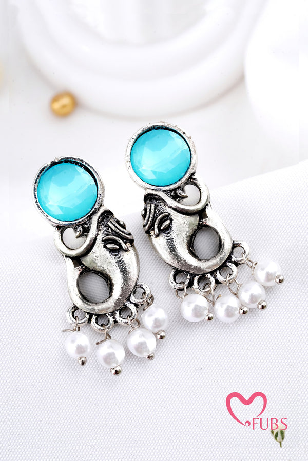 Shree Ganesh Oxidized Pearls Earrings