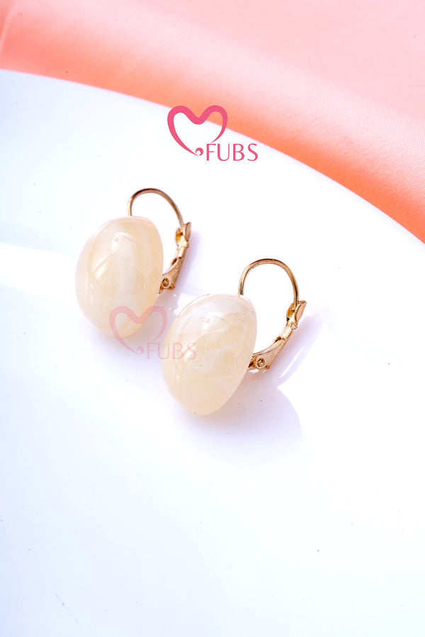 Shining Marble Resin Hoop Earrings