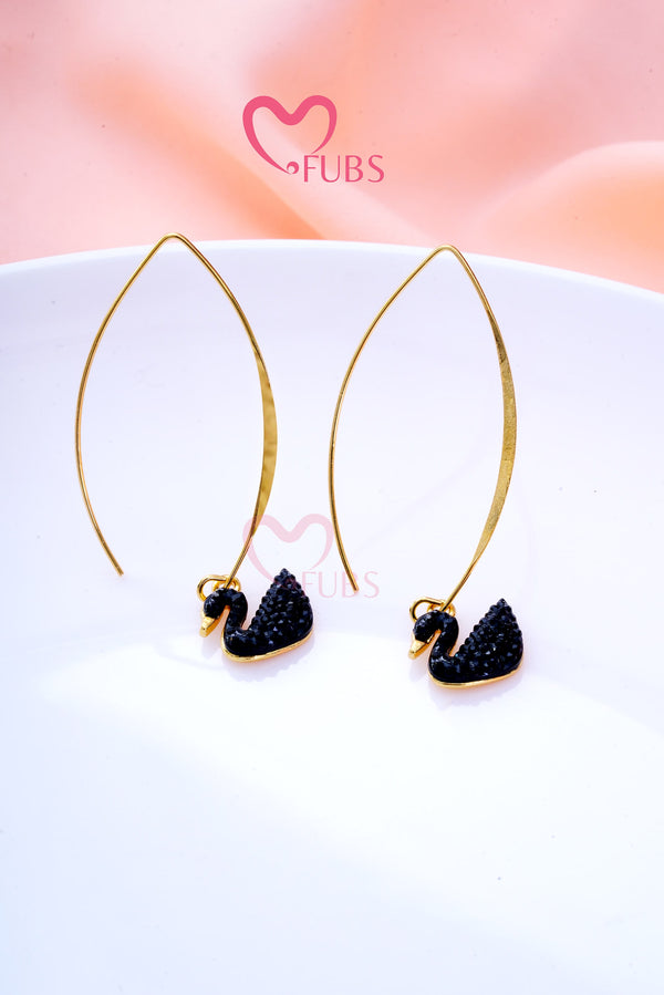 Crystal  Black Iconic Swan Earring