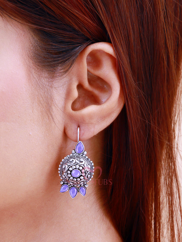 Violet Phool Elegance Oxidized Earrings