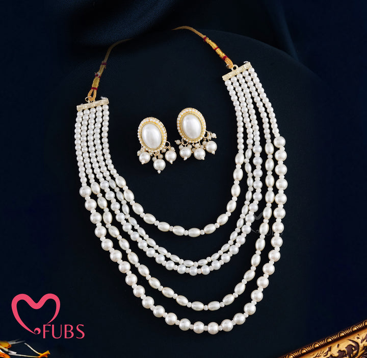 Traditional 5-Layer Pearl Rani Haar & Kundan Studs