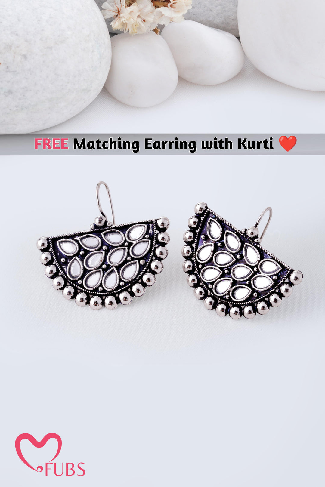 Black Bell Sleeves Corset Kurti with Jaipuri Mirror Jhumkas