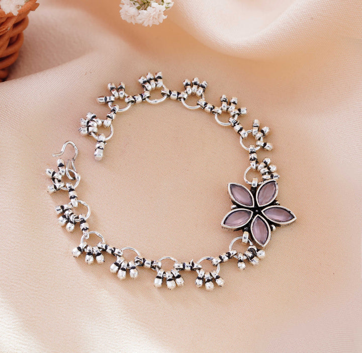 The Blush Blossom Ghungroo Chain Bracelet