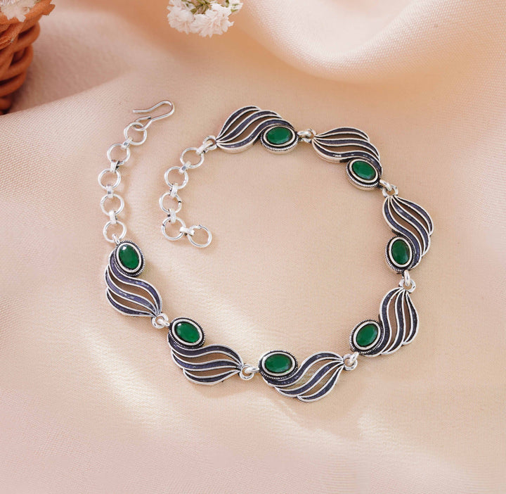 The Emerald Wave Antique Oxidized Bracelet