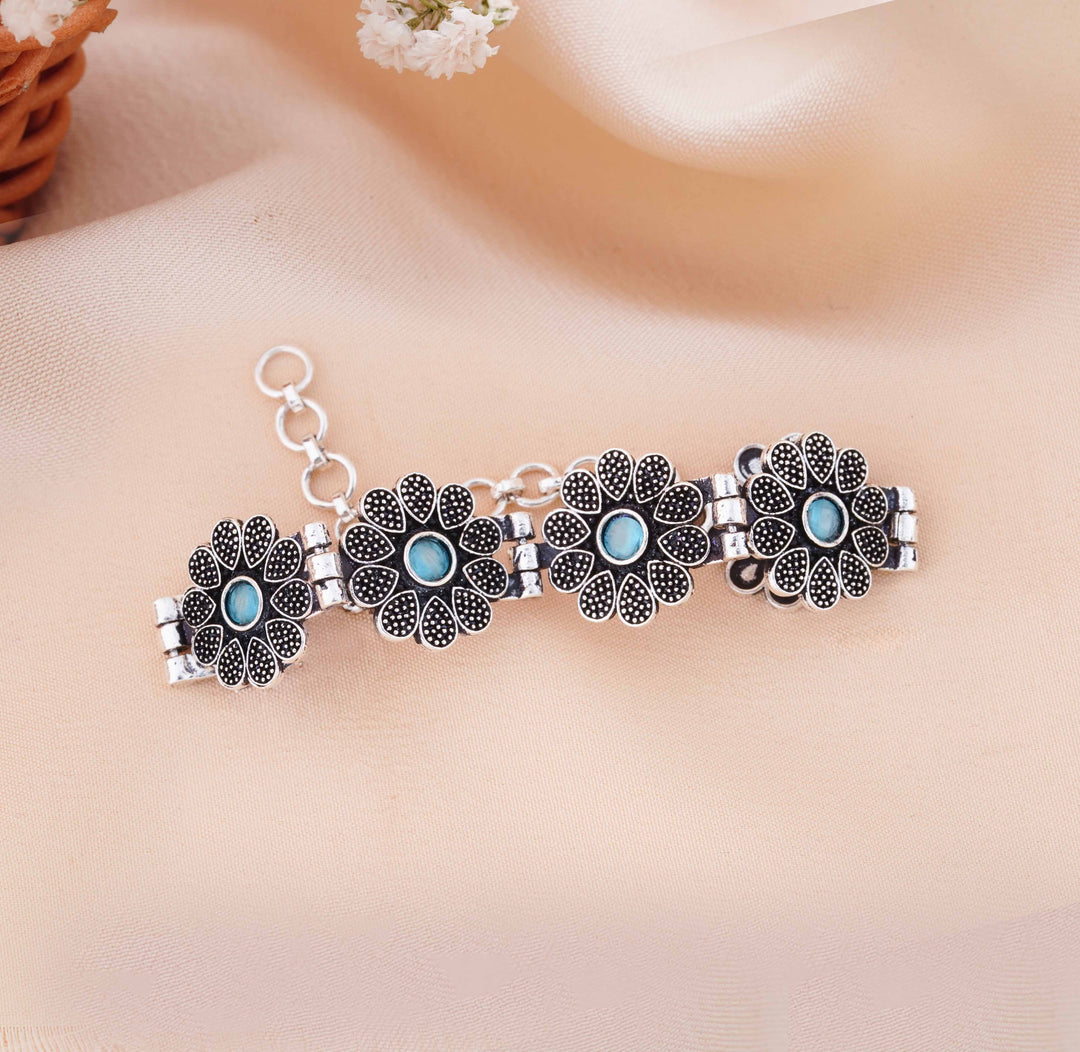 The Desert Bloom Antique Oxidized Floral Bracelet