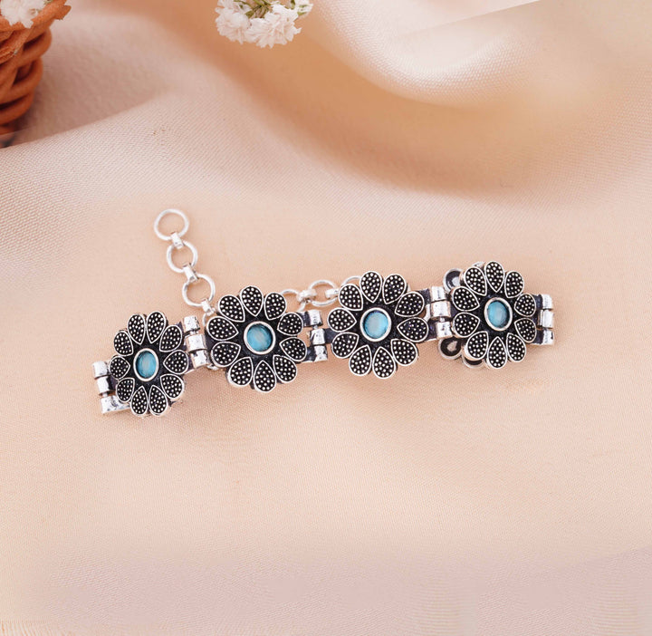 The Desert Bloom Antique Oxidized Floral Bracelet