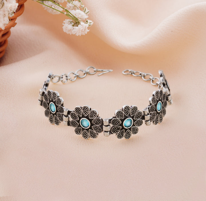 The Desert Bloom Antique Oxidized Floral Bracelet