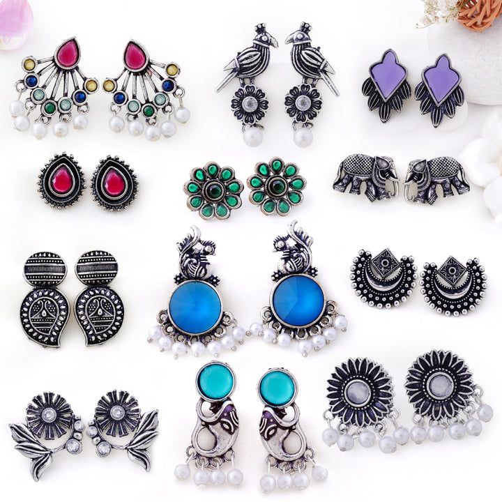 12 Oxidized Earrings Gift Set with Bonus Organizer Box