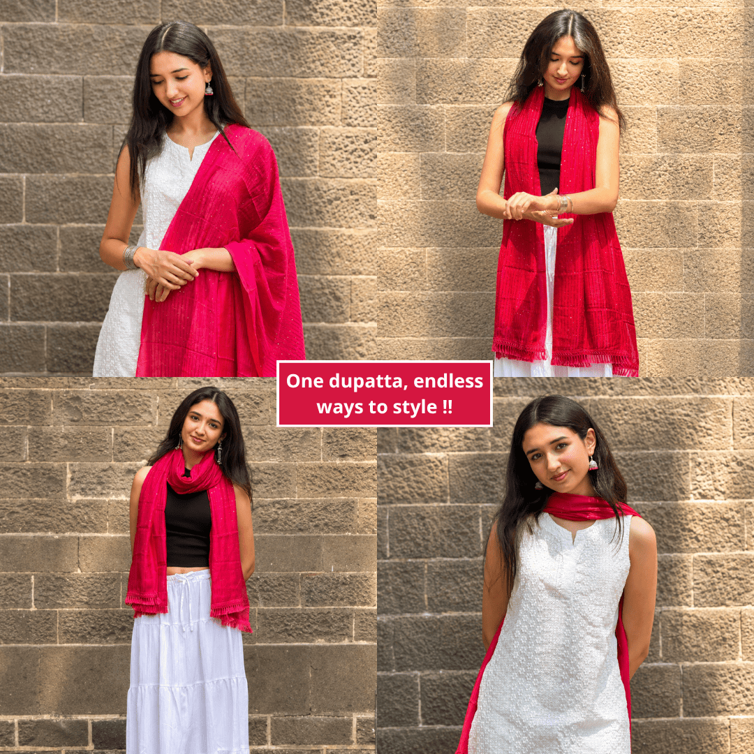 FUBS Purse of Surprises – Pink Dupatta, Jaipuri Earrings, Oxidised Kada & Bracelet