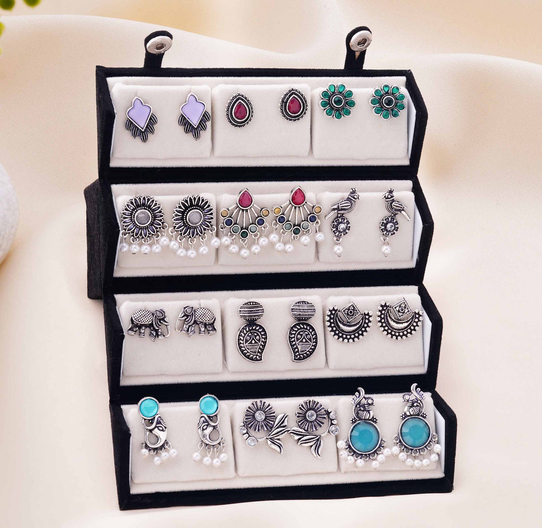 Jhumka Bazar: 24-Pair Jaipuri Jhumka Set with Dual Sided Folding Box