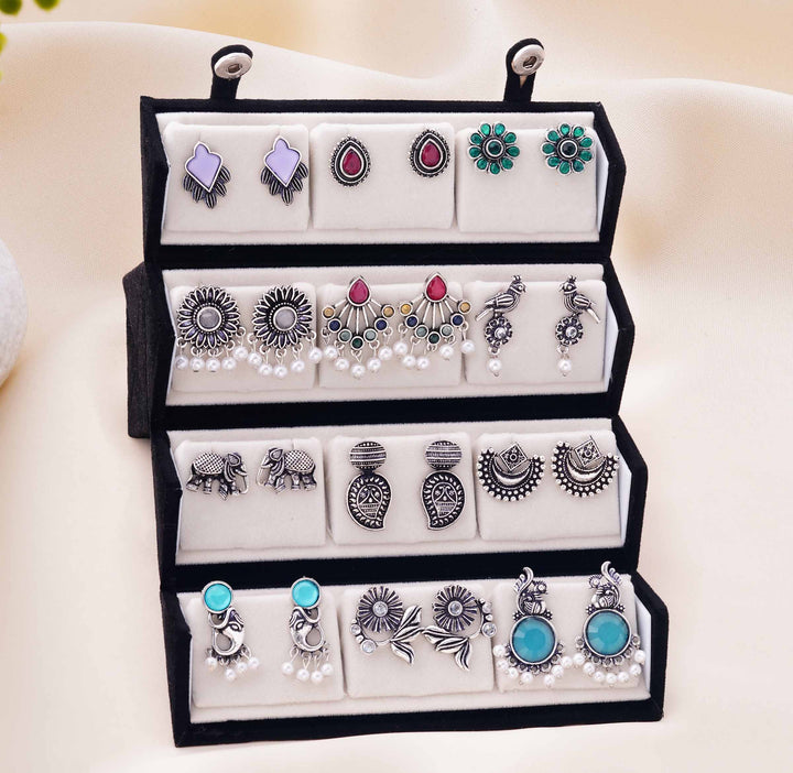 Jhumka Bazar: 24-Pair Jaipuri Jhumka Set with Dual Sided Folding Box