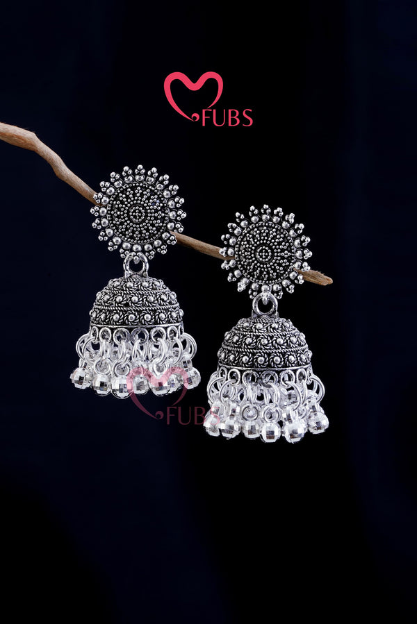 Elegance Beaded Oxidized Jhumka