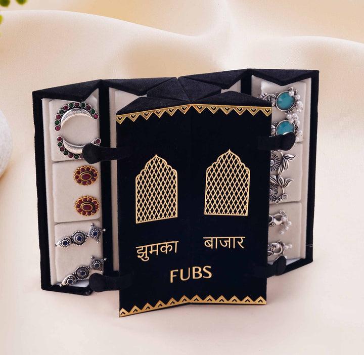 Jhumka Bazar: 24-Pair Jaipuri Jhumka Set with Dual Sided Folding Box