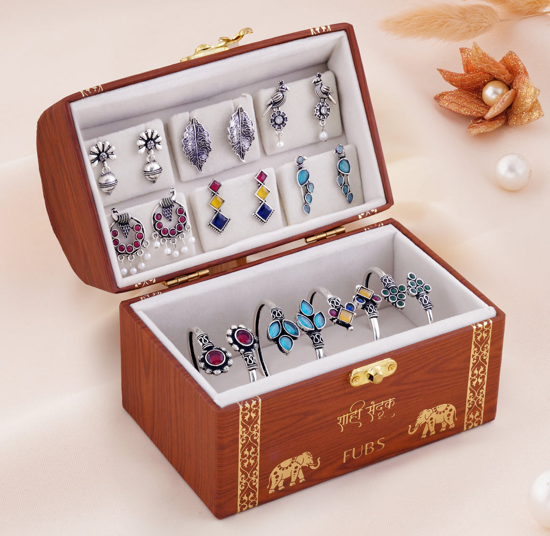 The Shahi Sandook by FUBS - 8 Jaipuri Earrings, 4 Jaipuri Kadas