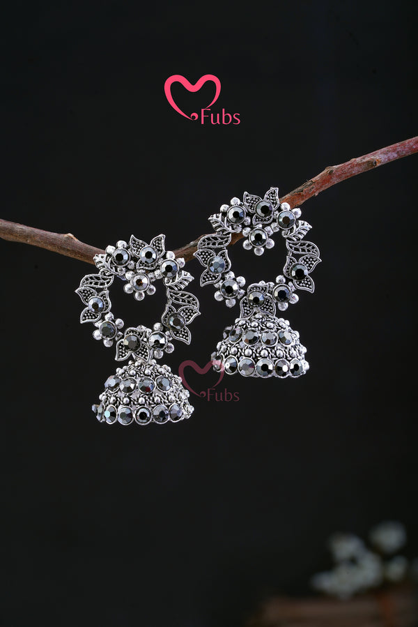 Sparkling Floral Charm Jhumkas