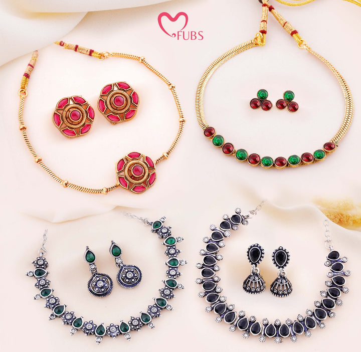 Ethnic Statement Necklace Set of 4