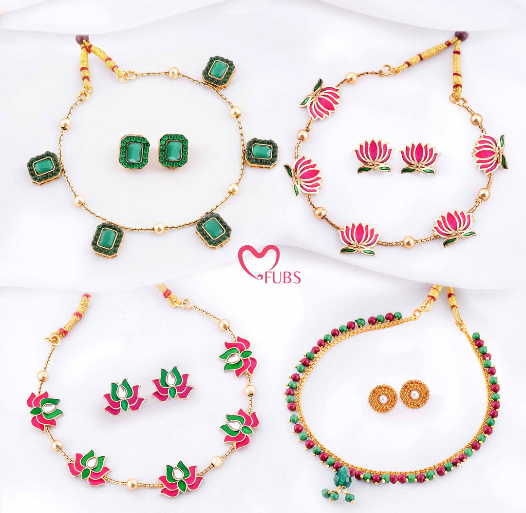 Heritage Necklace & Earrings Combo Set of 4