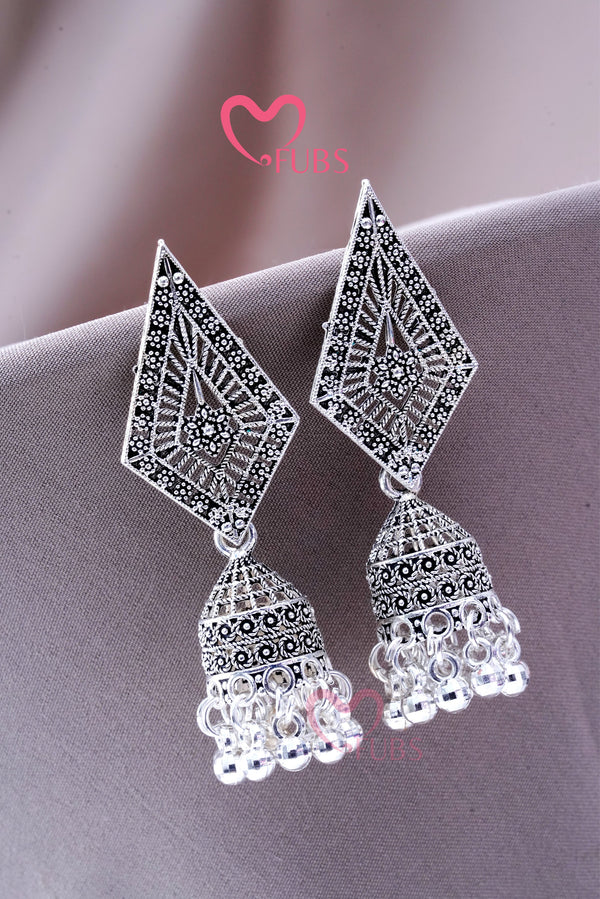 Triangular Motion Oxidize Charm Jhumka