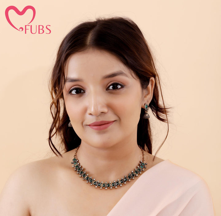 Royal Drop Necklace Set with Jhumkas