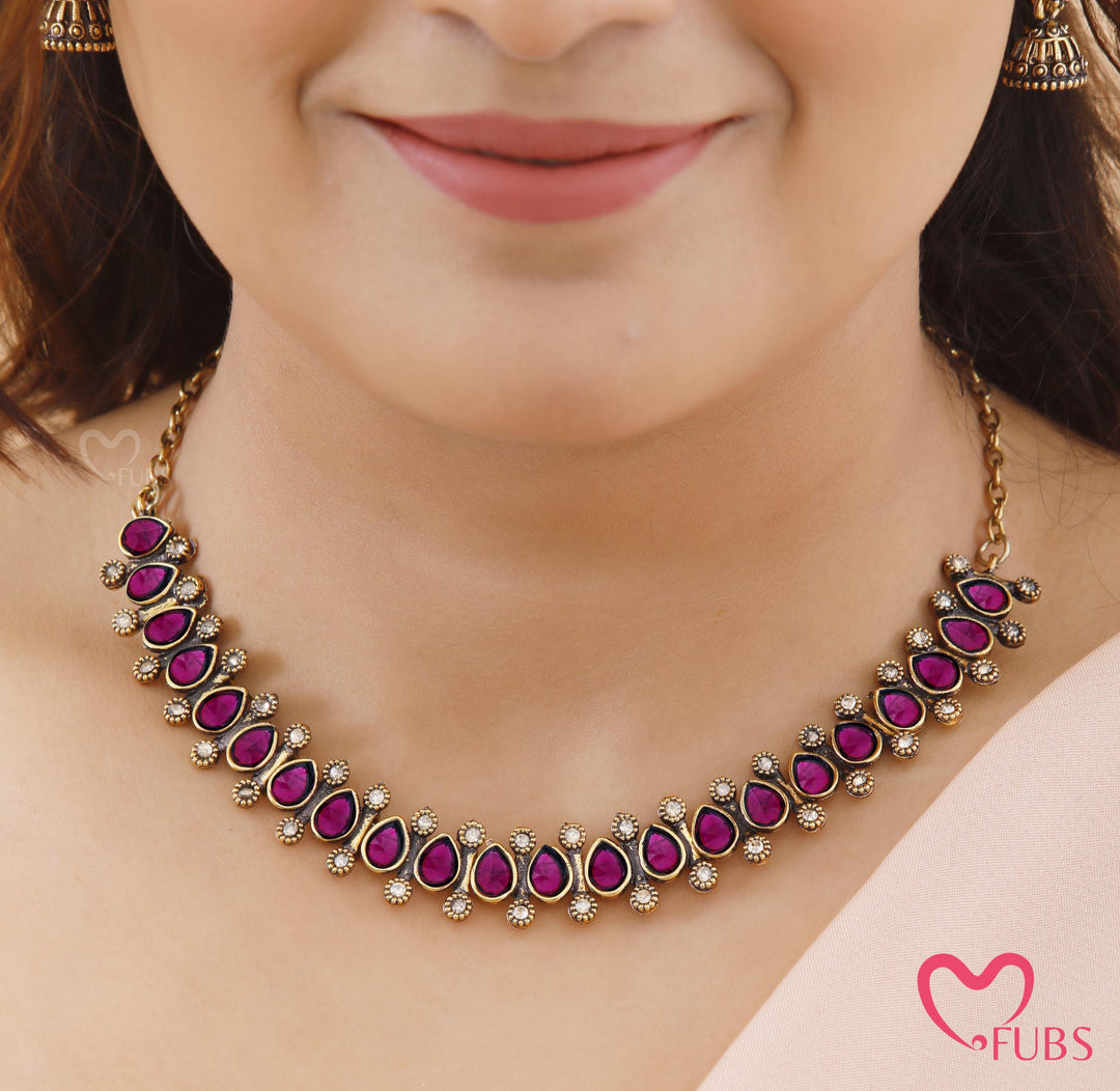 Royal Drop Necklace Set with Jhumkas