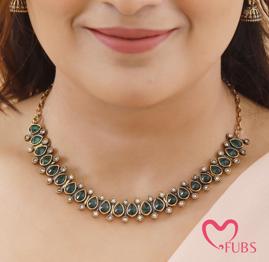 Royal Drop Necklace Set with Jhumkas