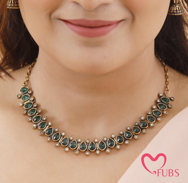 Royal Drop Necklace Set with Jhumkas