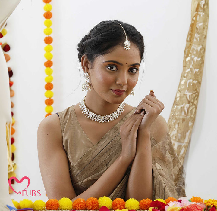 Regal Kundan Choker, Jhumkas & Tikka Set