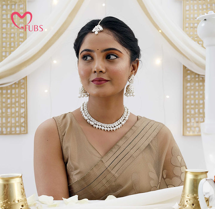 Lotus Kundan Necklace & Jhumka Set